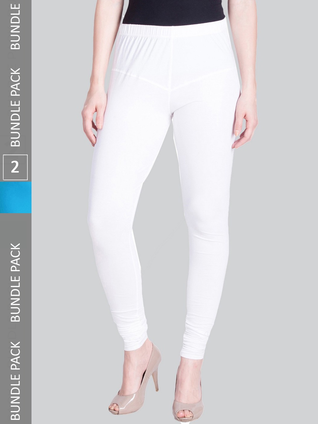 

LYRA Women Pack Of 2 4-Way Stretch Churidar-Length Cotton Lycra Leggings, Blue