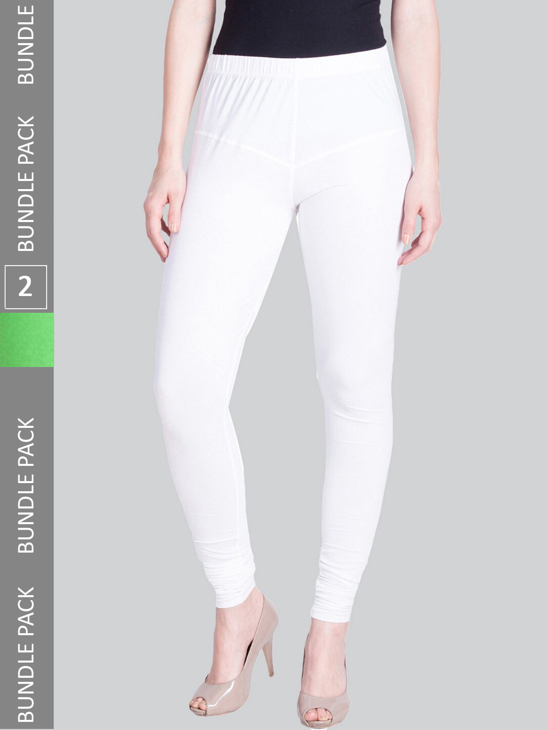 

LYRA Women Pack Of 2 4-Way Stretch Churidar-Length Cotton Lycra Leggings, White