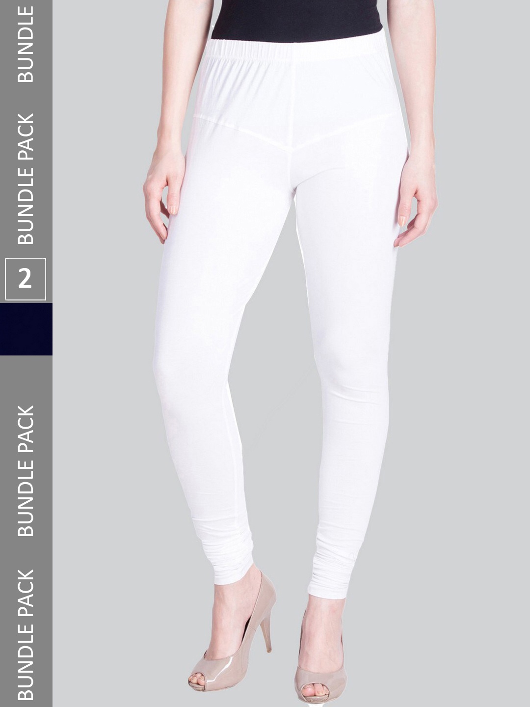 

LYRA Women Pack Of 2 Churidar-Length Cotton Lycra Leggings, White