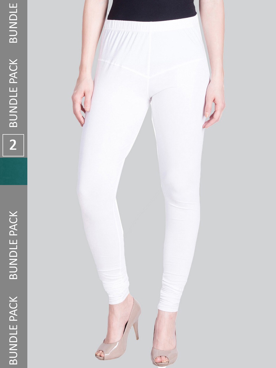 

LYRA Women Pack Of 2 Churidar-Length Cotton Lycra Leggings, White