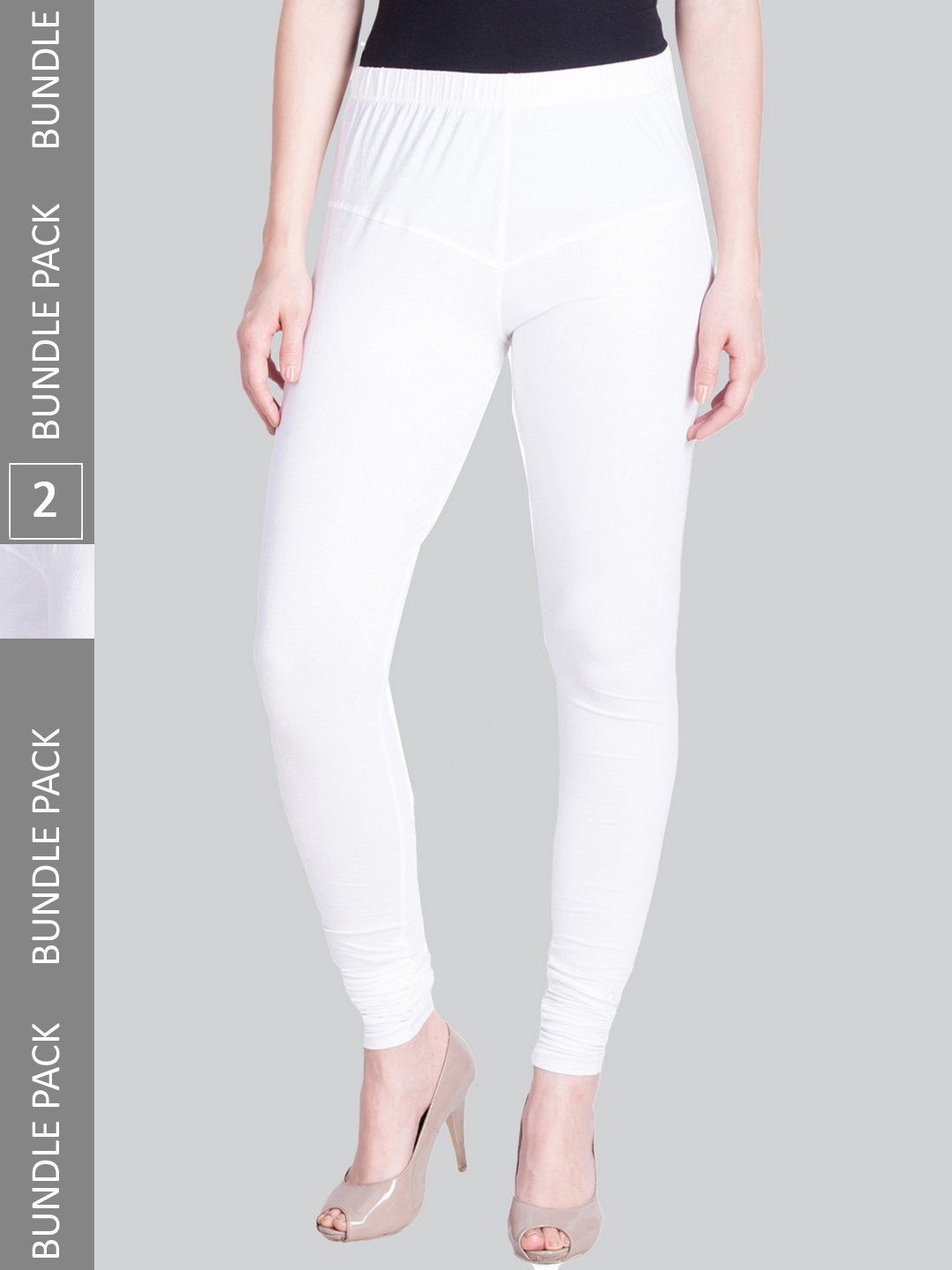 

LYRA Women Pack Of 2 Churidar-Length Cotton Lycra Leggings, White