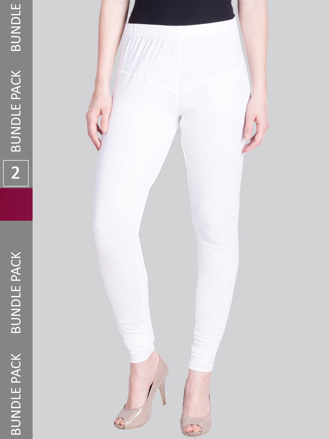 

LYRA Women Pack Of 2 Churidar-Length Cotton Lycra Leggings, White