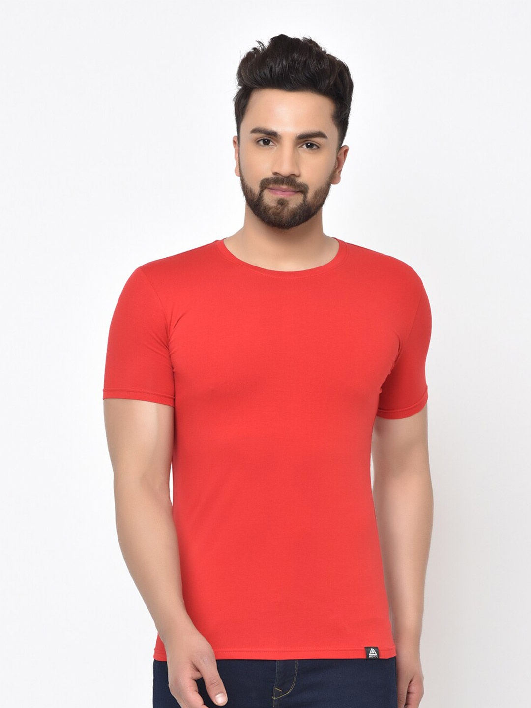 

Aesthetic Bodies Round Neck Slim Fit T-shirt, Red