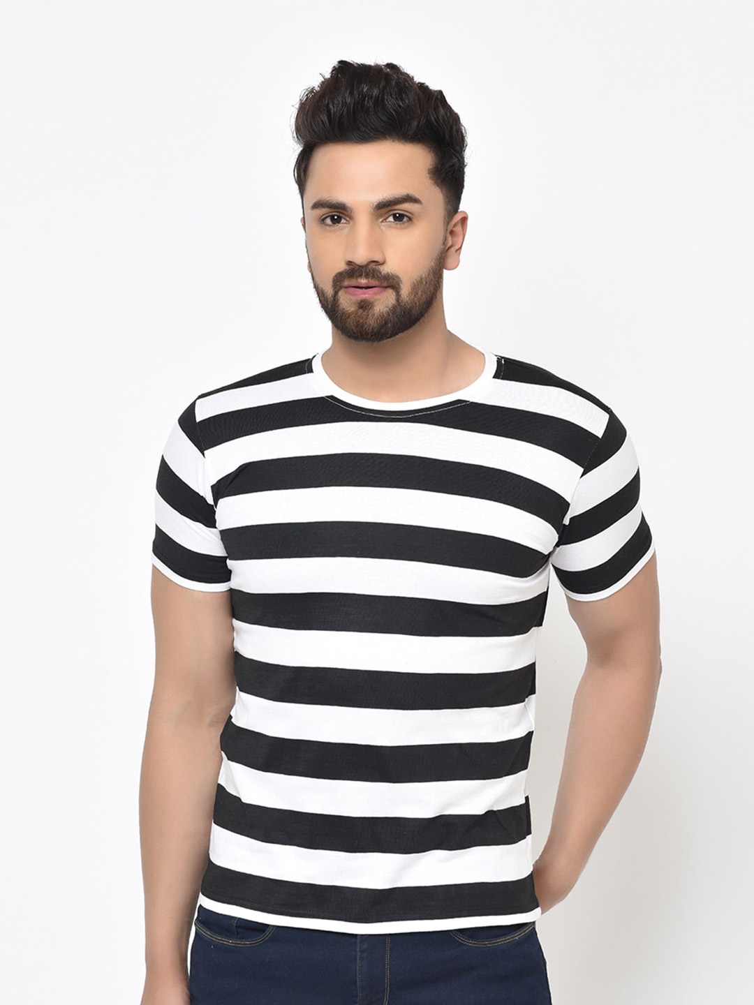 

Aesthetic Bodies Striped Cotton T-shirt, White