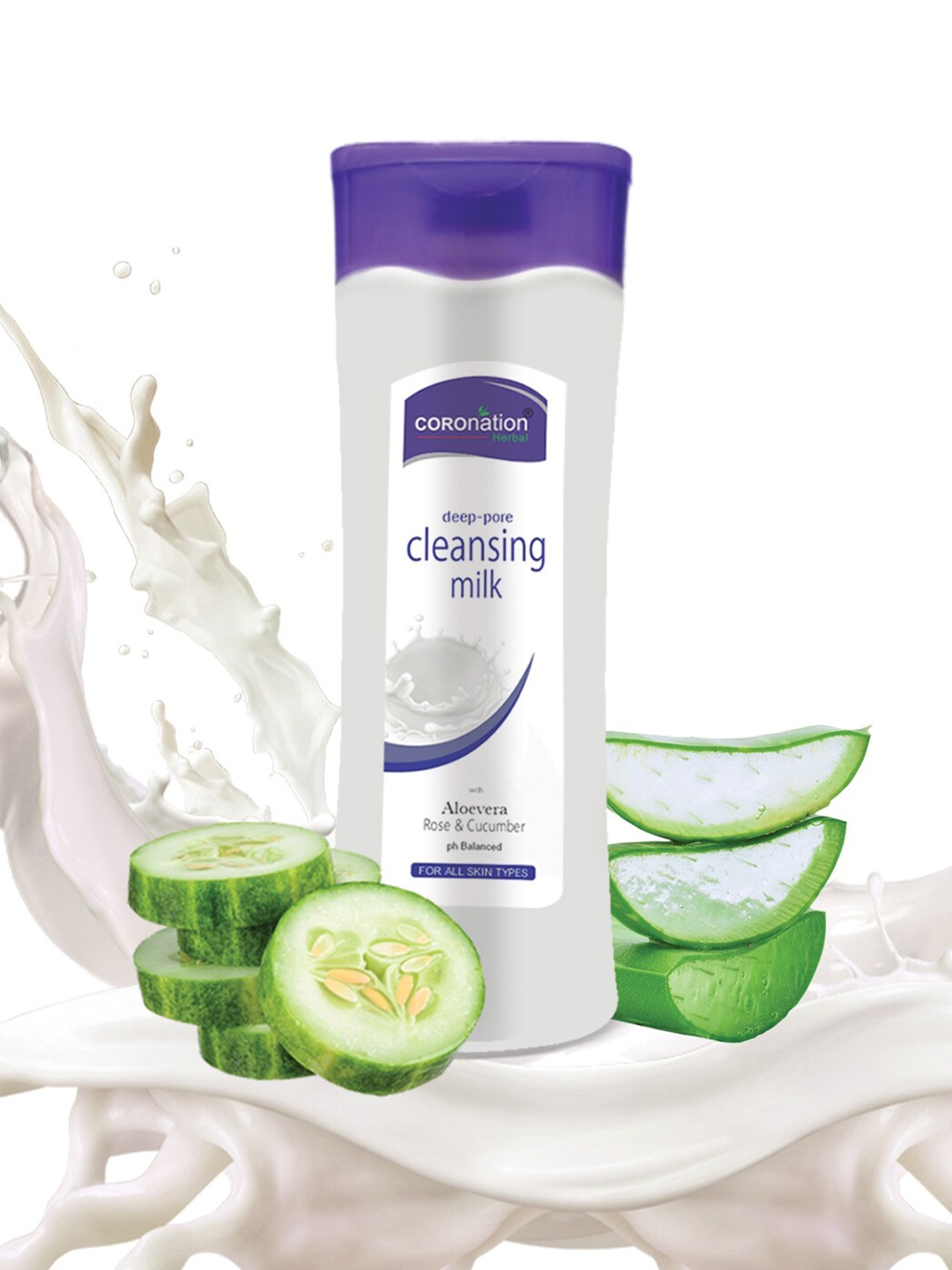 

COROnation Herbal Deep-Pore Cleansing Milk with Aloevera & Cucumber - 500 ml, White