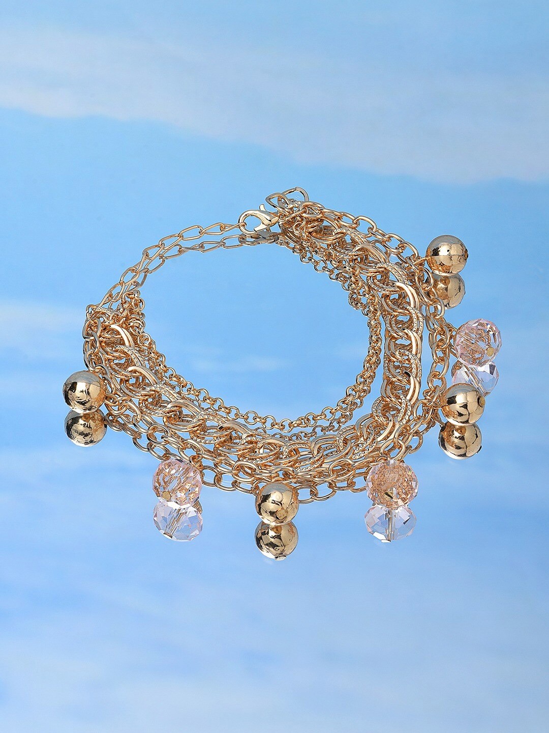 

AMI Women Gold-Plated Multistrand Stone Beaded Bracelet