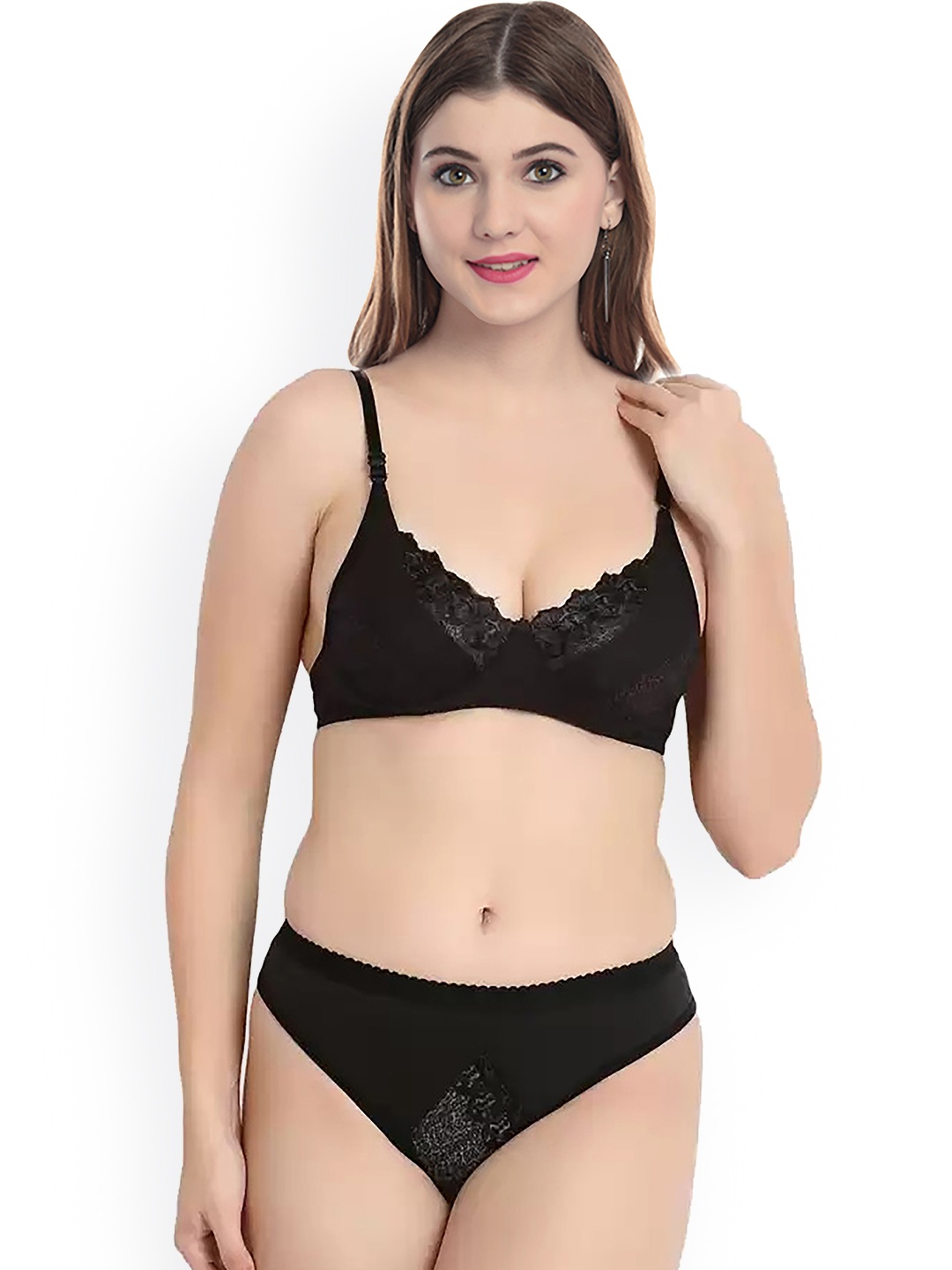

AROUSY Women Cotton Lingerie Set M_Mia Set_Black_30