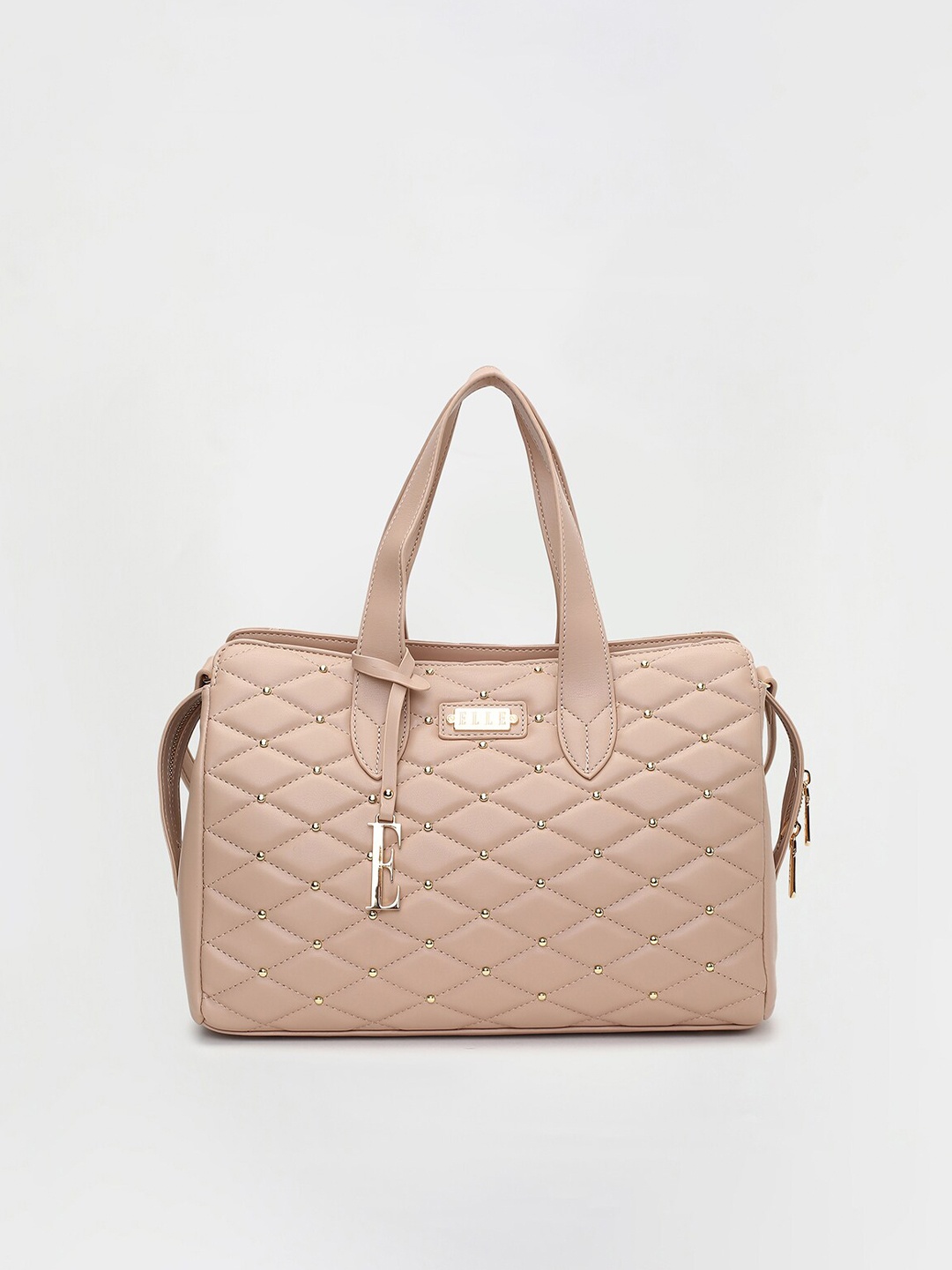 

ELLE Khaki Textured Structured Shoulder Bag