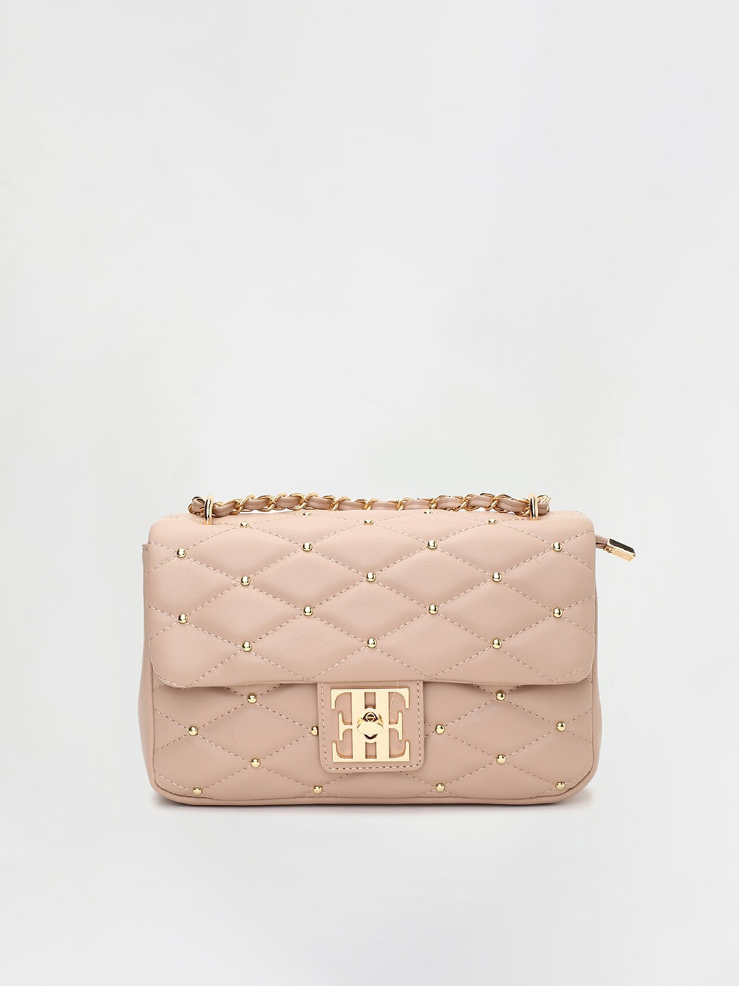 

ELLE One Handle Quilted Structured Sling Bag, Pink