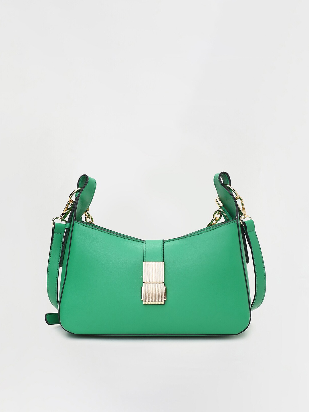 

ELLE One Handle Push Lock Closure Structured Handheld Bag, Green