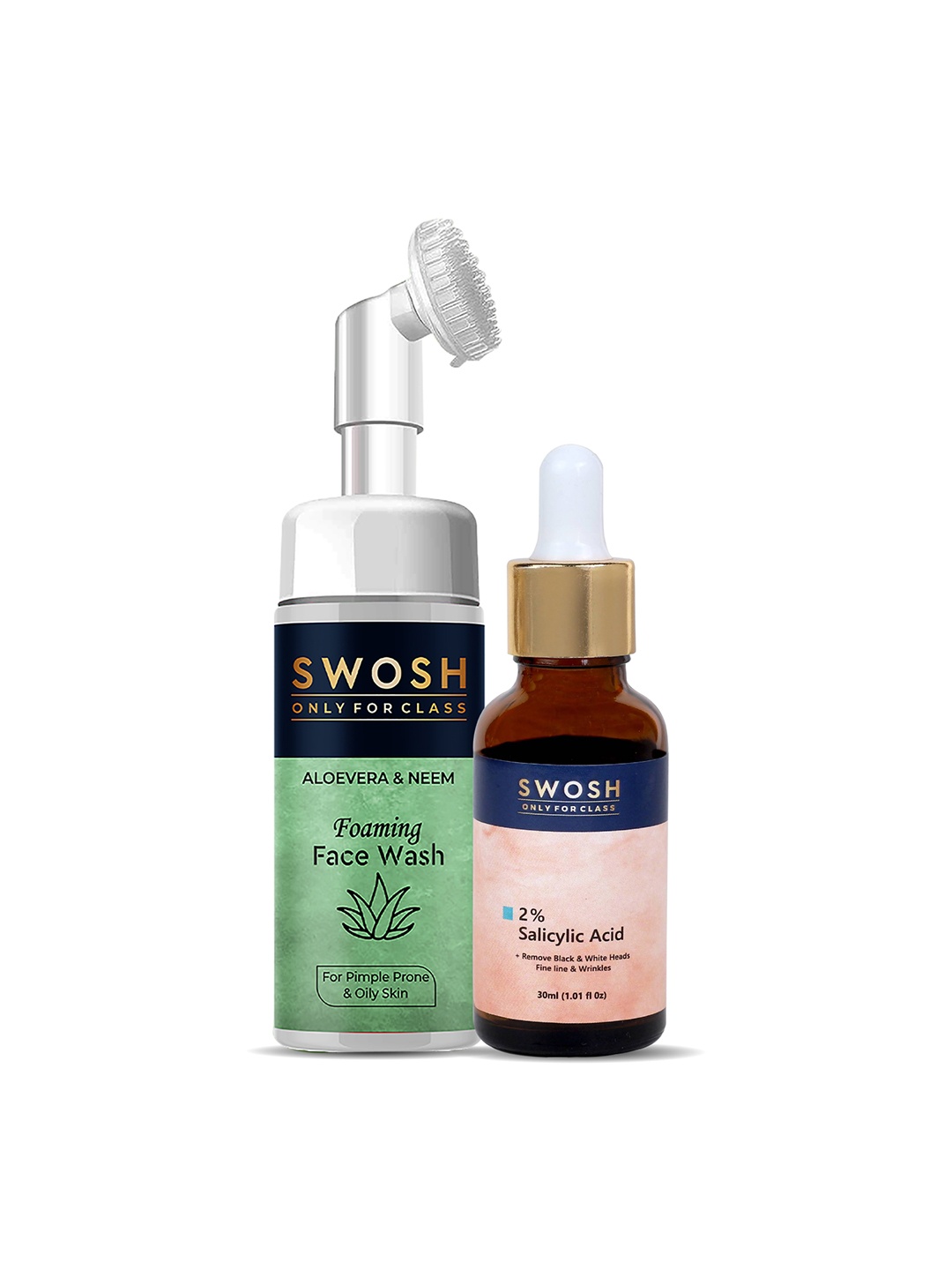 

SWOSH Aloe Vera Foaming Face Wash & 2% Salicylic Acid Serum - 100ml +30ml, Na