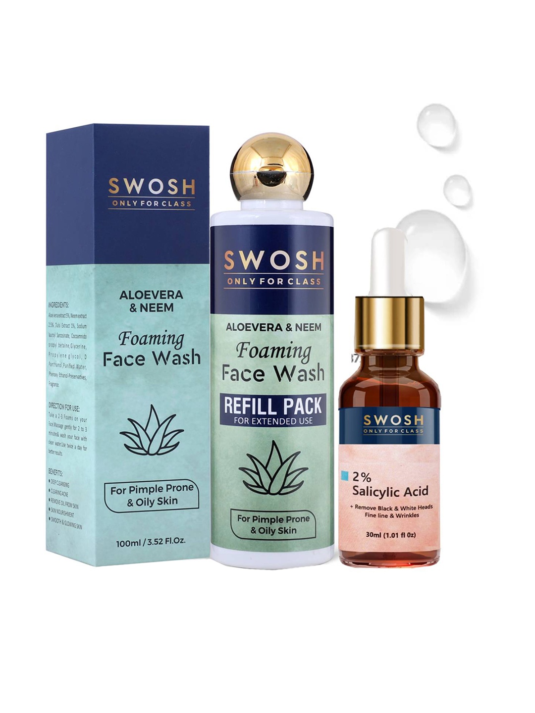 

SWOSH Aloe Vera Foaming Face Wash Refill & 2% Salicylic Acid Serum, Na