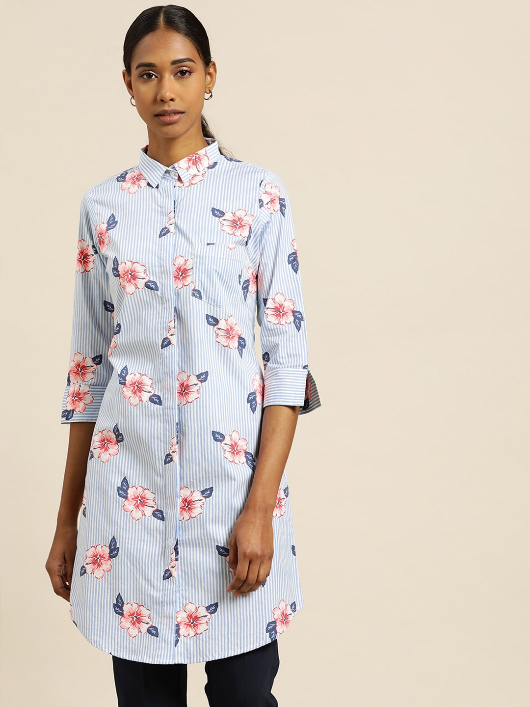 

Hancock Slim Fit Floral Printed Casual Shirt, White