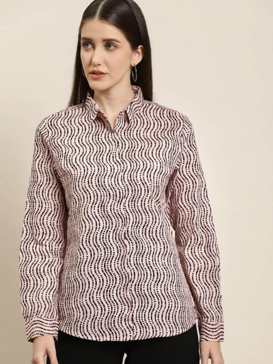 

Hancock Slim Fit Polka Dots Printed Formal Shirt, Pink