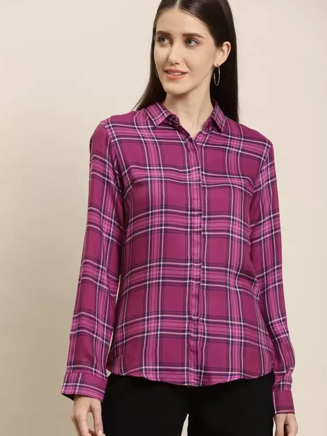 

Hancock Tartan Checked Slim Fit Formal Shirt, Magenta