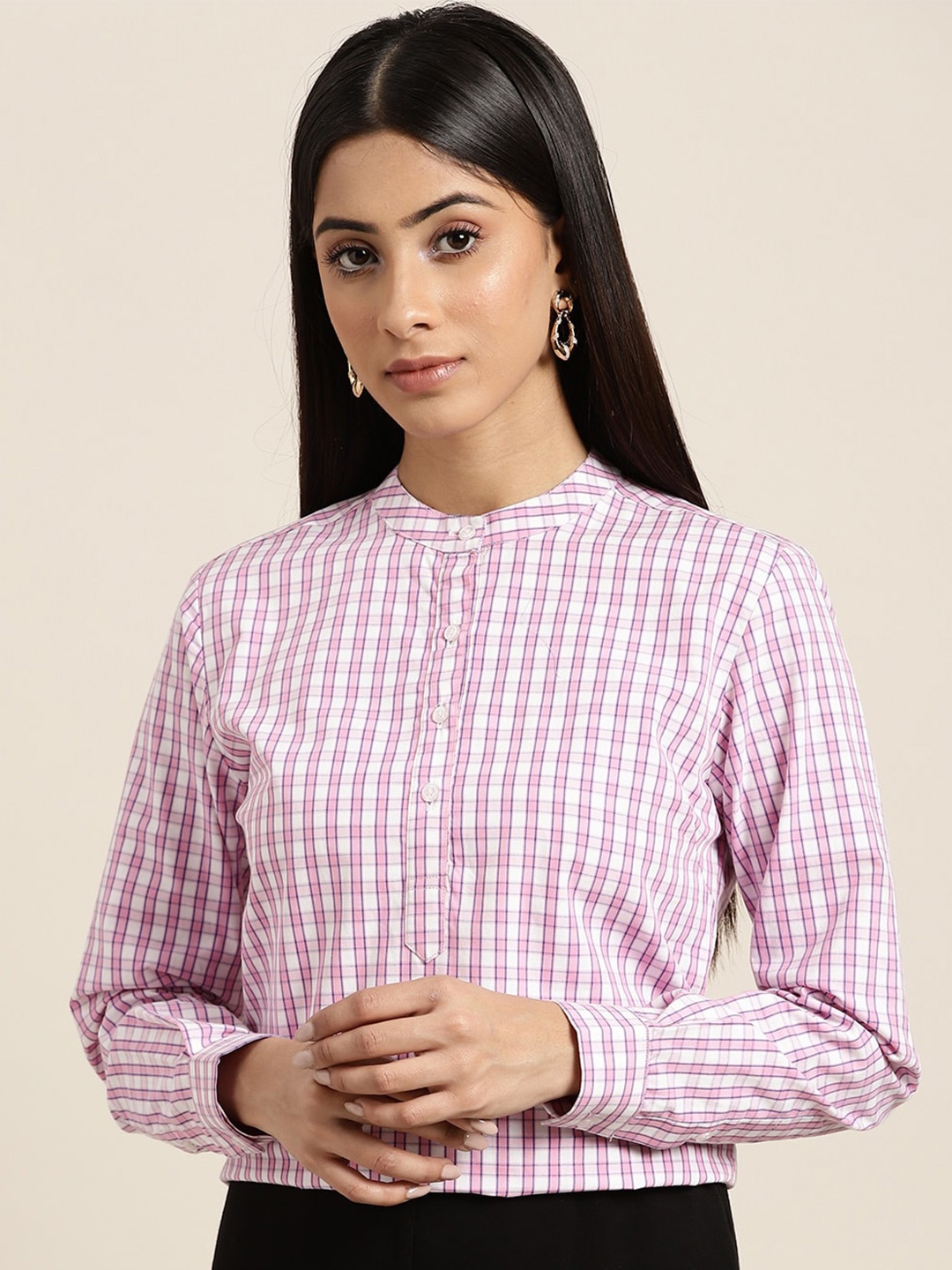 

Hancock Slim Fit Windowpane Checked Cotton Formal Shirt, White