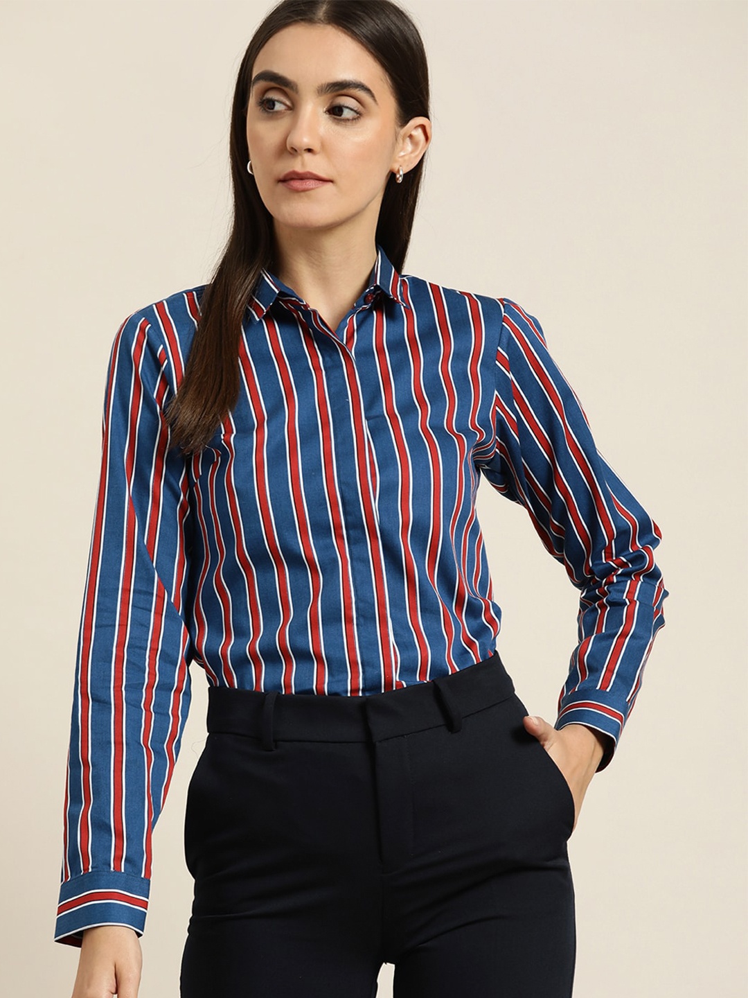 

Hancock Striped Cotton Slim Fit Formal Shirt, Blue