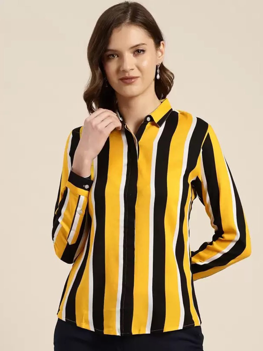 

Hancock Striped Slim Fit Formal Shirt, Yellow