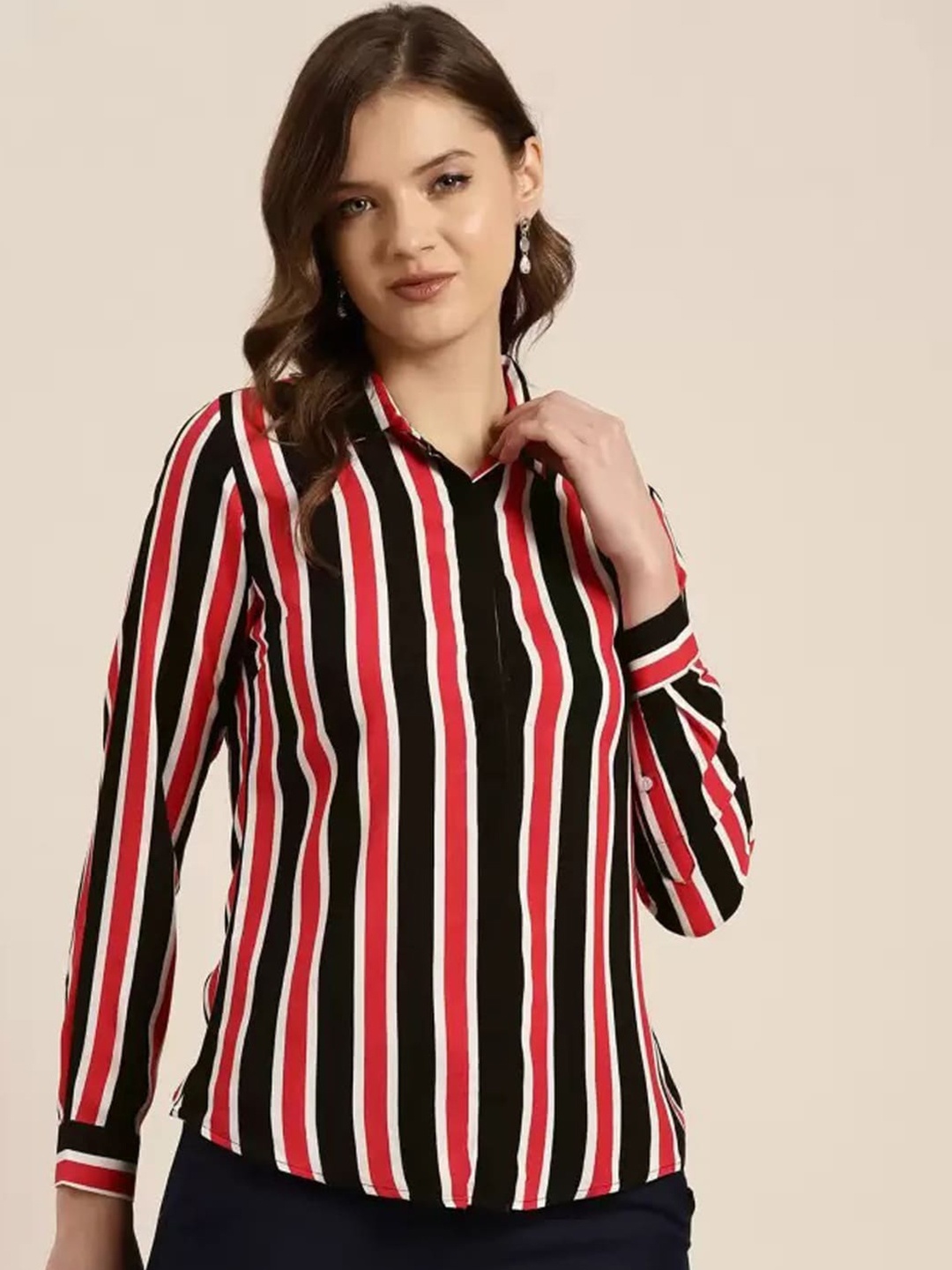 

Hancock Striped Slim Fit Formal Shirt, Red