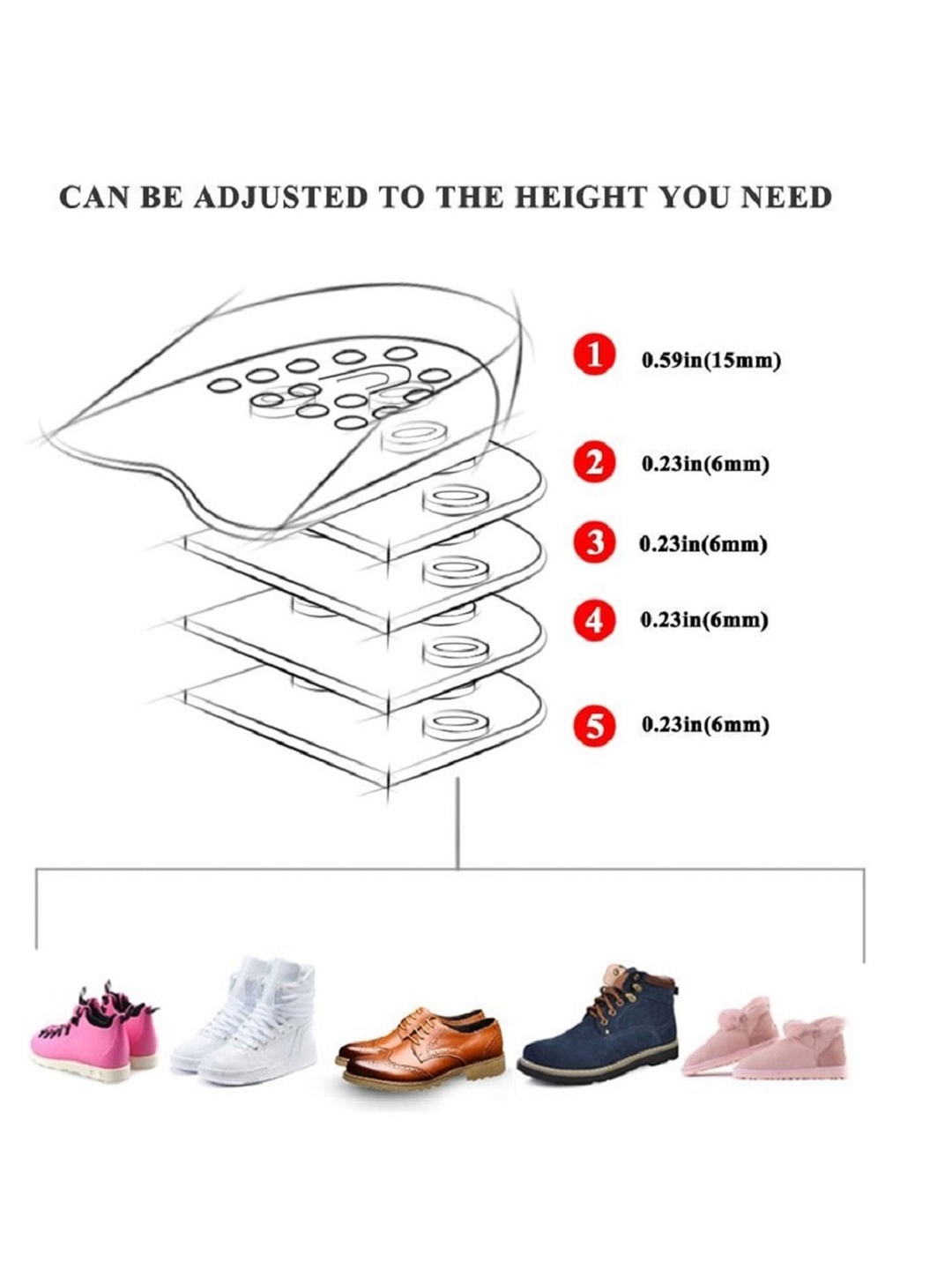 

royalkart Height Increasing Silicone Shoe Insoles, Transparent