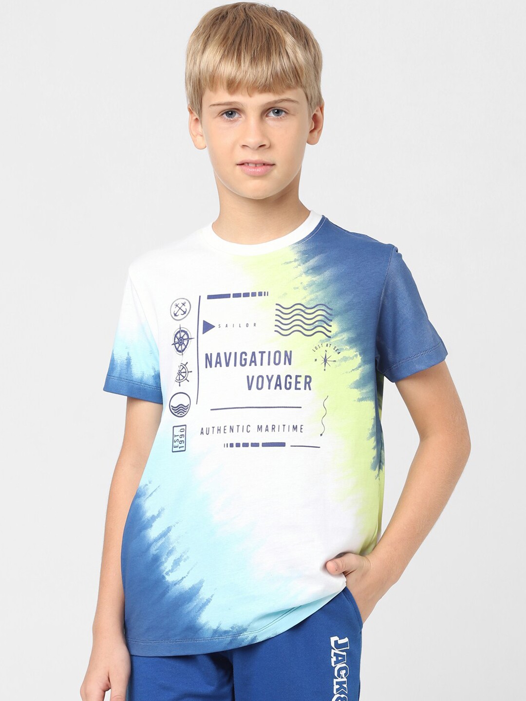 

Jack & Jones Junior Boys Typography Printed Round Neck Cotton T-shirt, White