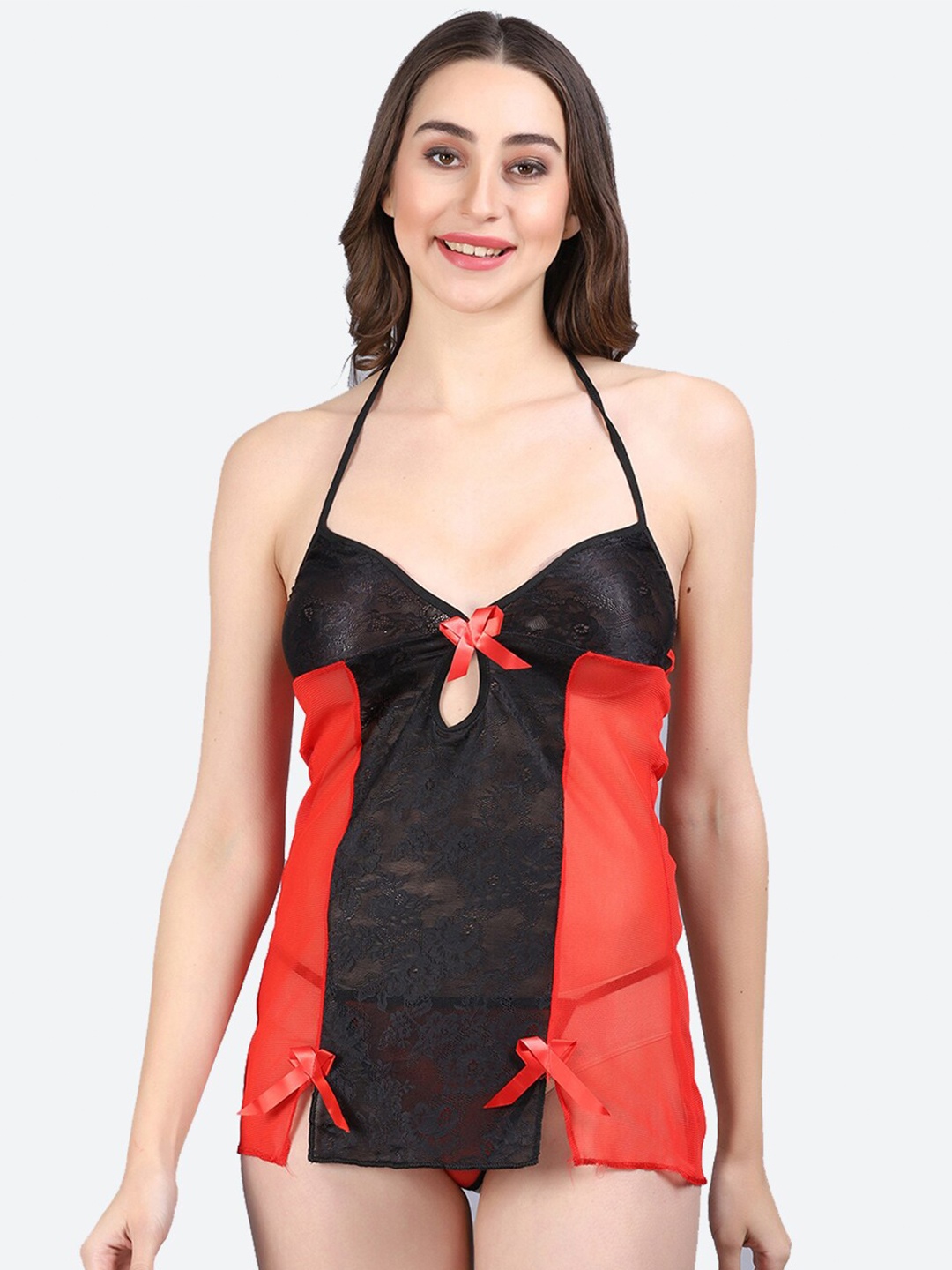 

Fleurt Halter Neck Baby Doll, Red