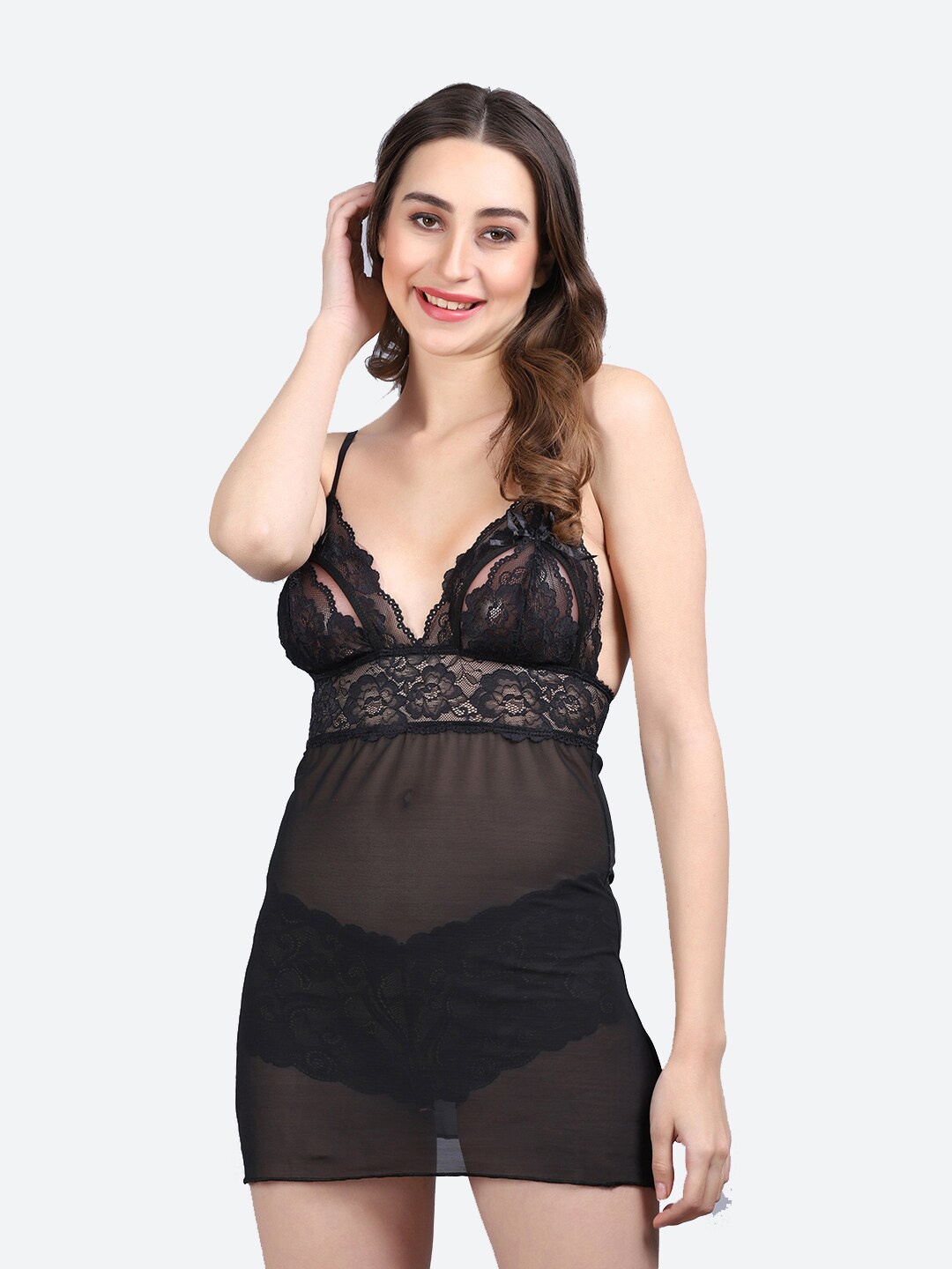 

Fleurt Shoulder Straps Baby Doll, Black