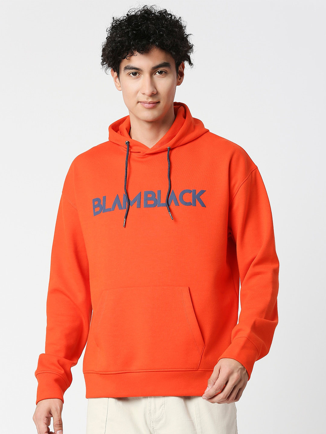 

Blamblack Typography Printed Hooded Sweatshirt, Coral