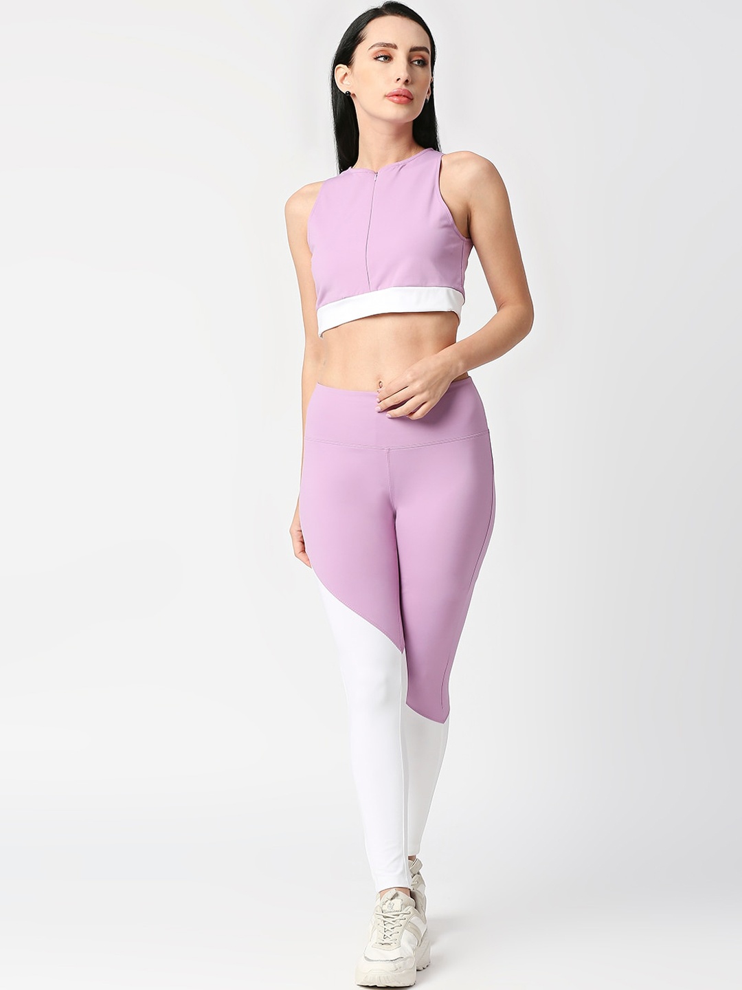 

Blamblack Women Colourblocked Gym Wear Co-Ords, Lavender