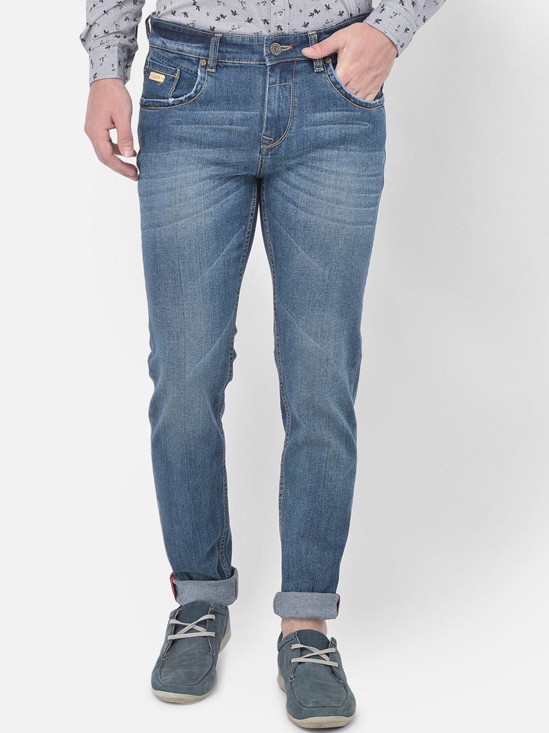 

Canary London Men Smart Skinny Fit Low-Rise Light Fade Stretchable Jeans, Blue