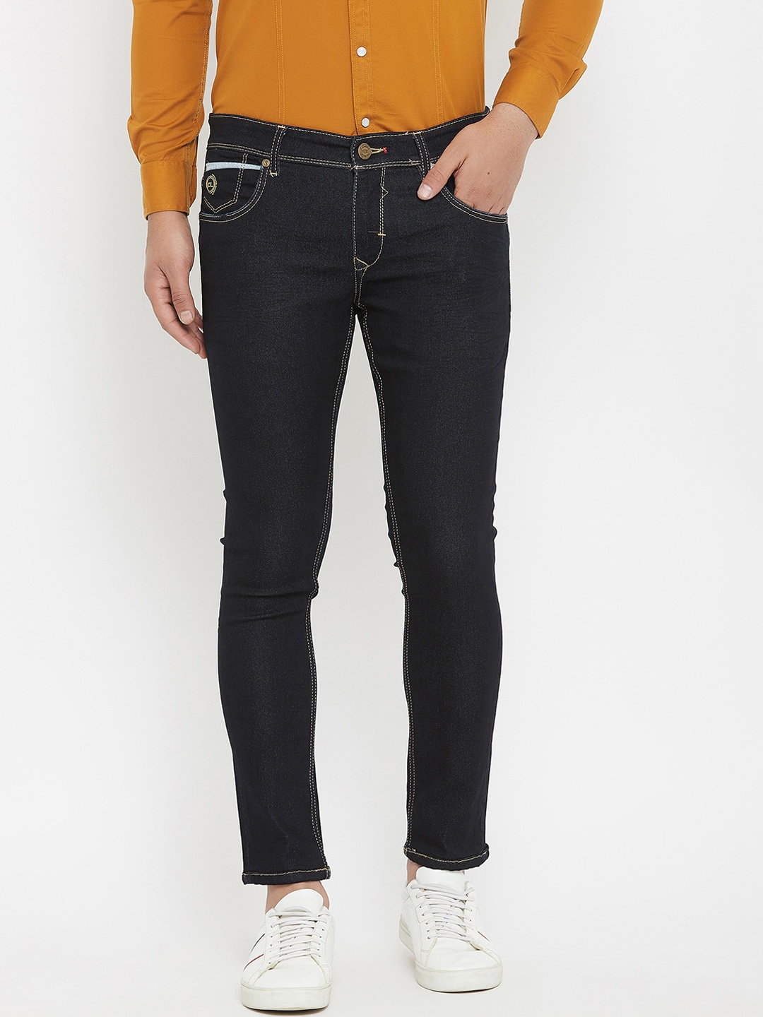 

Canary London Men Smart Tapered Fit Low-Rise Stretchable Cotton Jeans, Blue