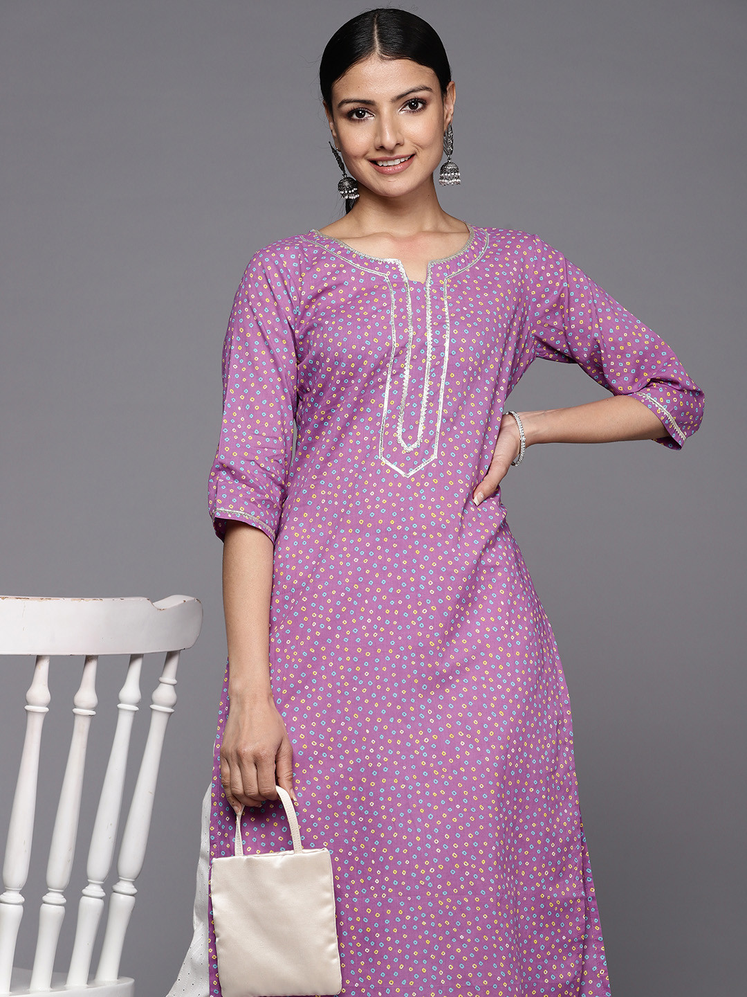 

Libas Bandhani Printed Gotta Patti Kurta, Purple