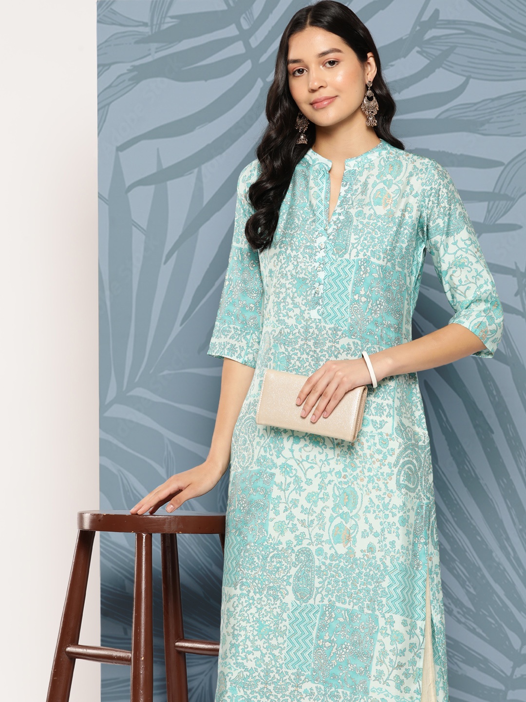 

Libas Floral Printed Kurta, Blue