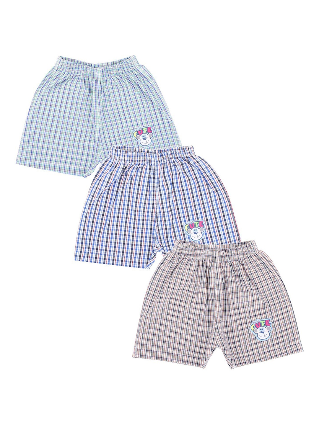 

Bodycare Kids Boys Pack of 3 Checked AZO Free Cotton Shorts, Blue