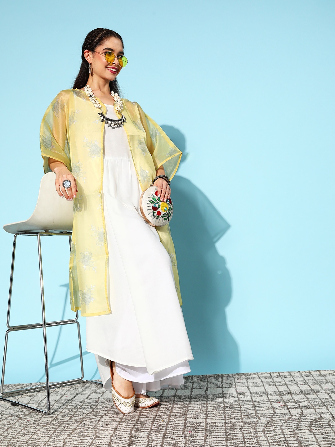 

InWeave Kurta with Palazzos & Jacket, White