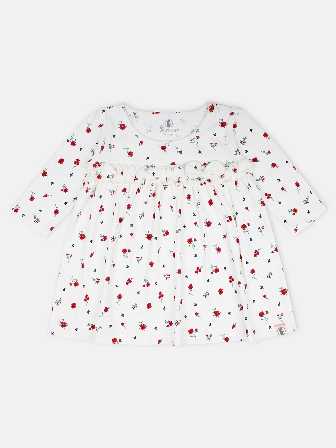 

Babysafe Girls Floral Printed Empire Cotton Dress, White