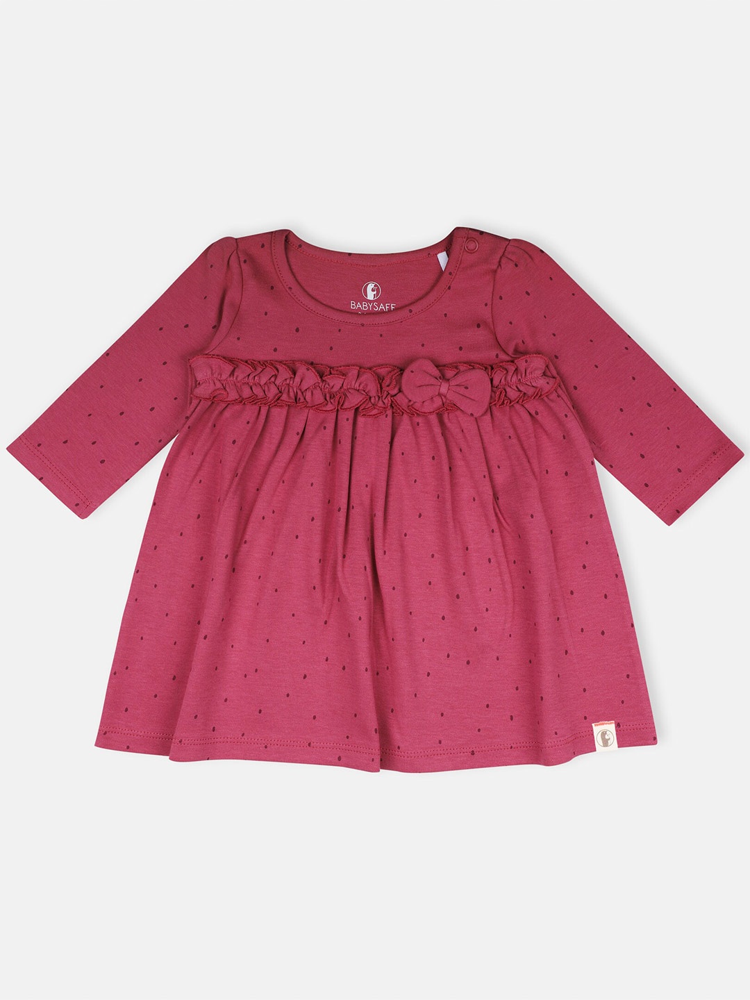 

Babysafe Infants Polka Dots Printed A-Line Cotton Dress, Pink
