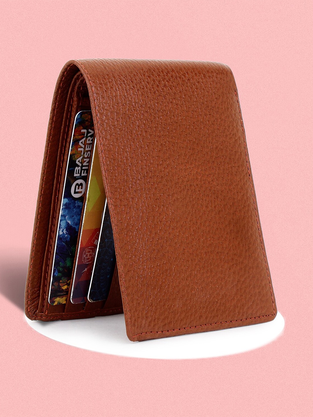 

Elite Crafts Men Tan Textured Leather Two Fold Wallet