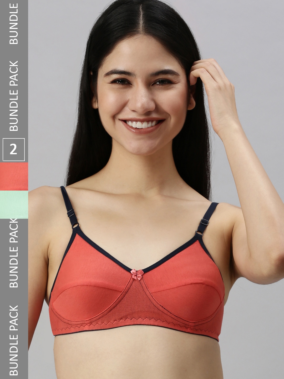 

Kryptic Pack Of 2 Printed Non-Padded Cotton Everyday Bra, Red