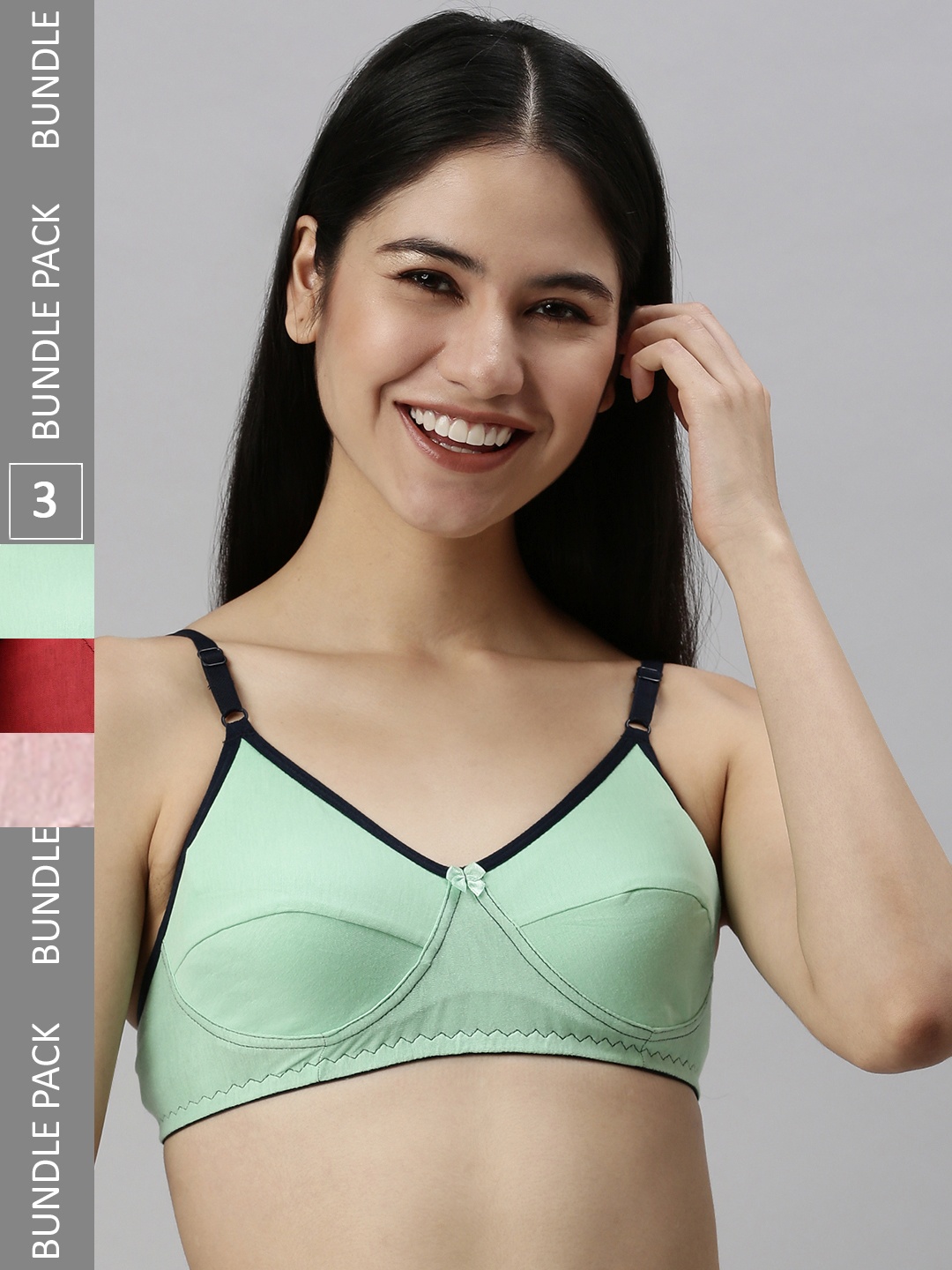 

Kryptic Pack of 3 Pure Cotton Everyday Bra, Pink