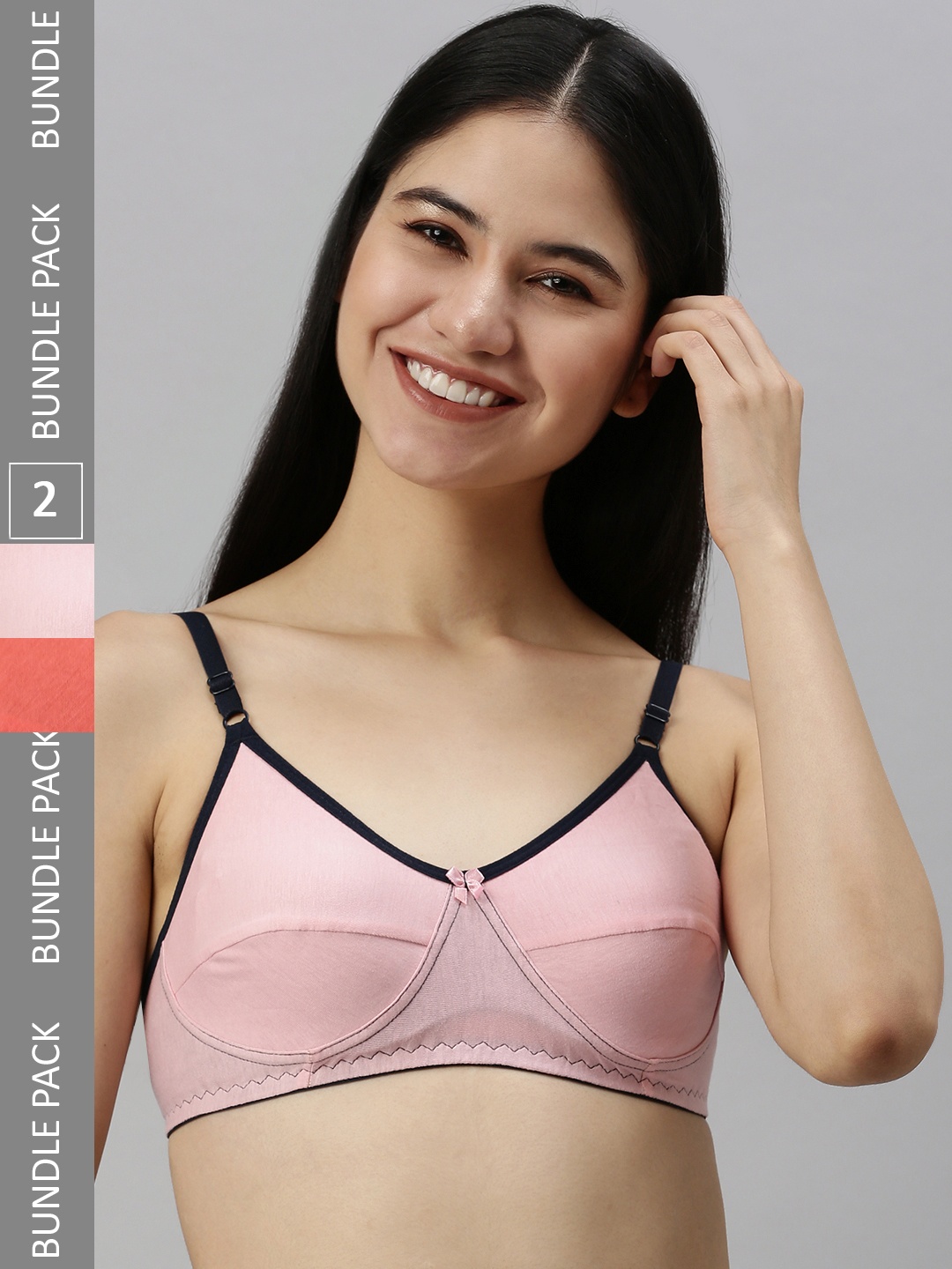 

Kryptic Pack Of 2 Full Coverage Non-Padded Cotton Super Support Bras, Orange