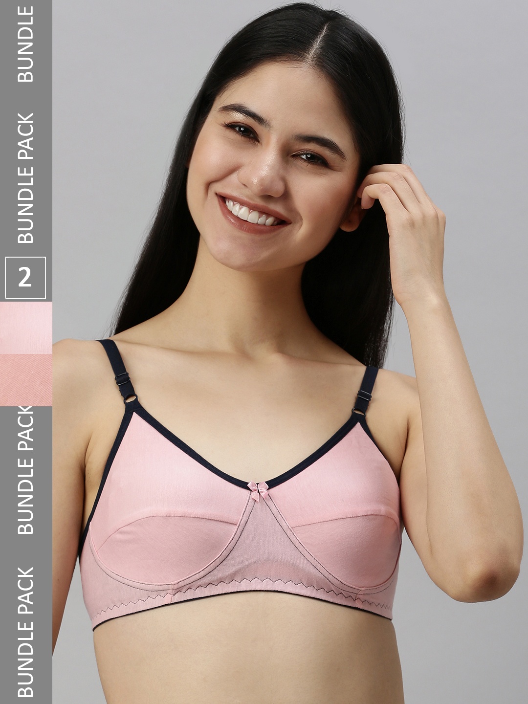 

Kryptic Pack Of 2 Non-Padded & Non-Wired Full Coverage Pure Cotton Everyday Bras, Pink