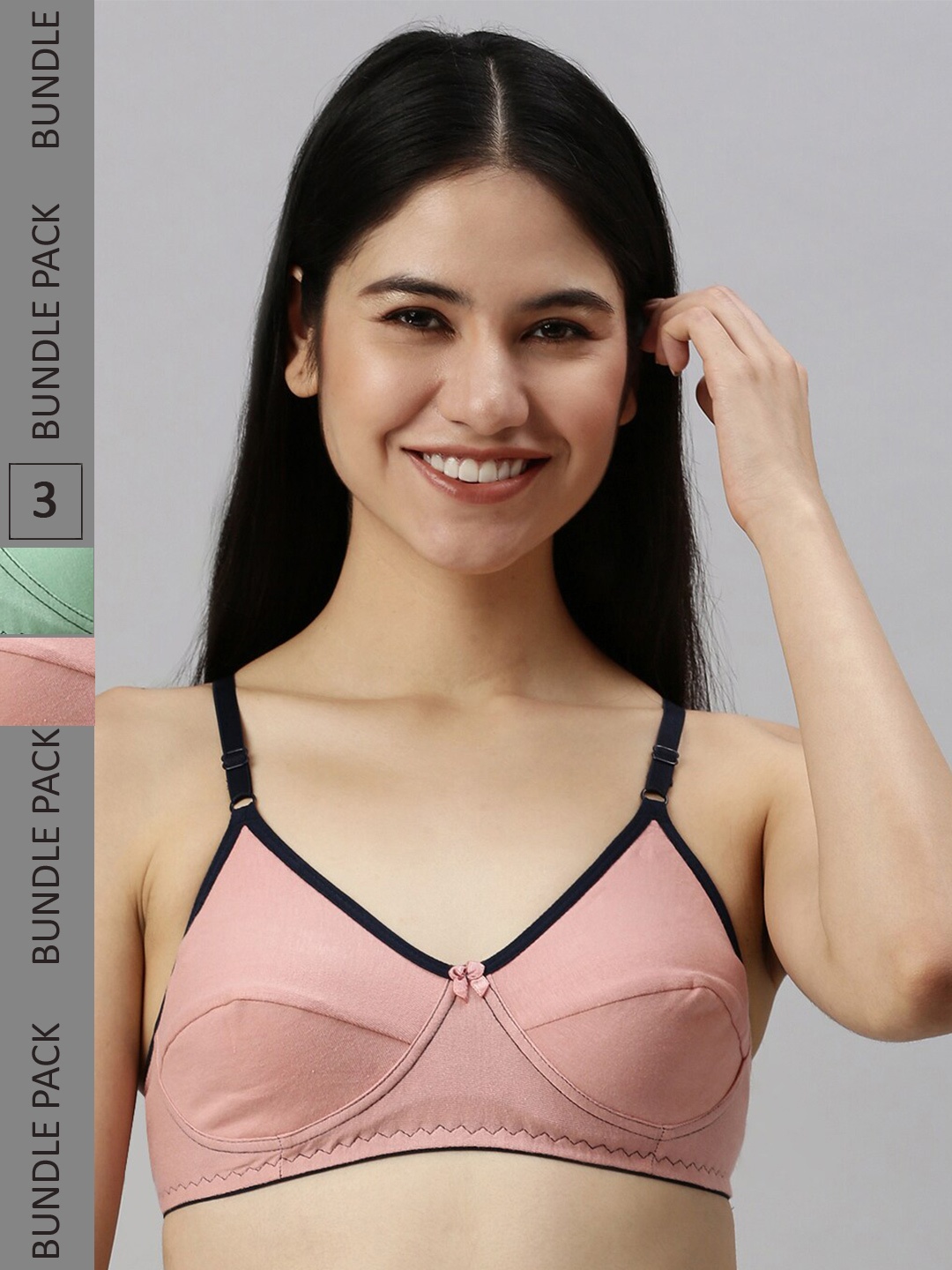 

Kryptic Pack Of 2 Non-Padded & Non-Wired Full Coverage Pure Cotton Everyday Bras, Green