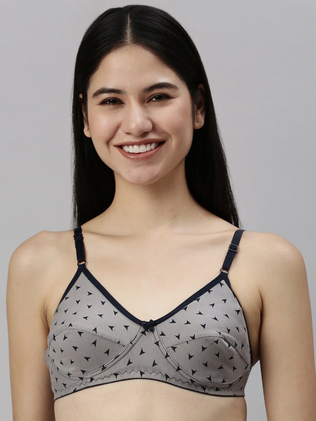 

Kryptic Printed Non-Padded Pure Cotton Everyday Bra, Grey
