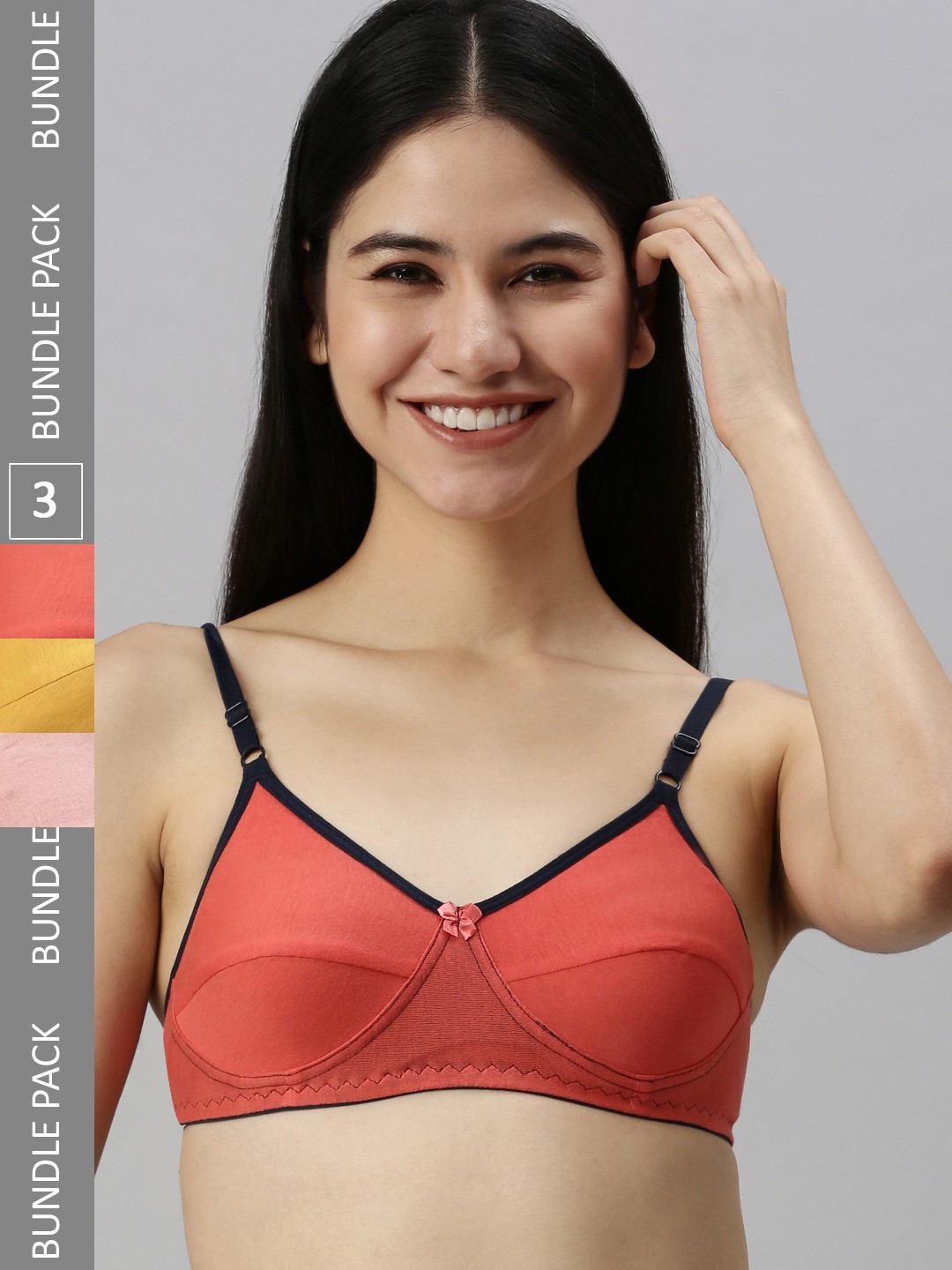 

Kryptic Pack Of 3 Non-Padded Everyday Cotton Bra, Pink