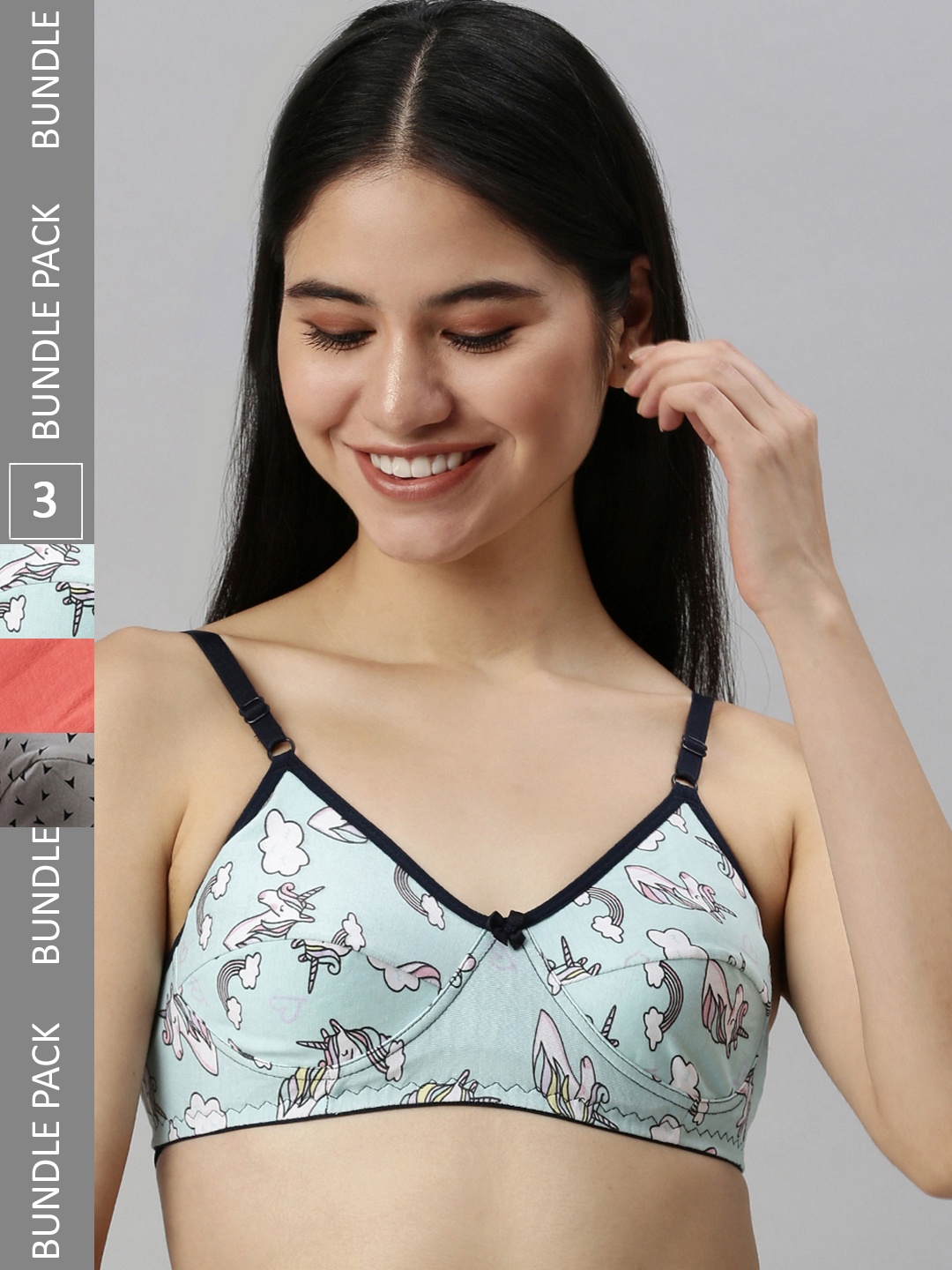 

Kryptic Pack Of 3 Non Padded Medium Coverage Pure Cotton All Day Comfort Bras, Rust