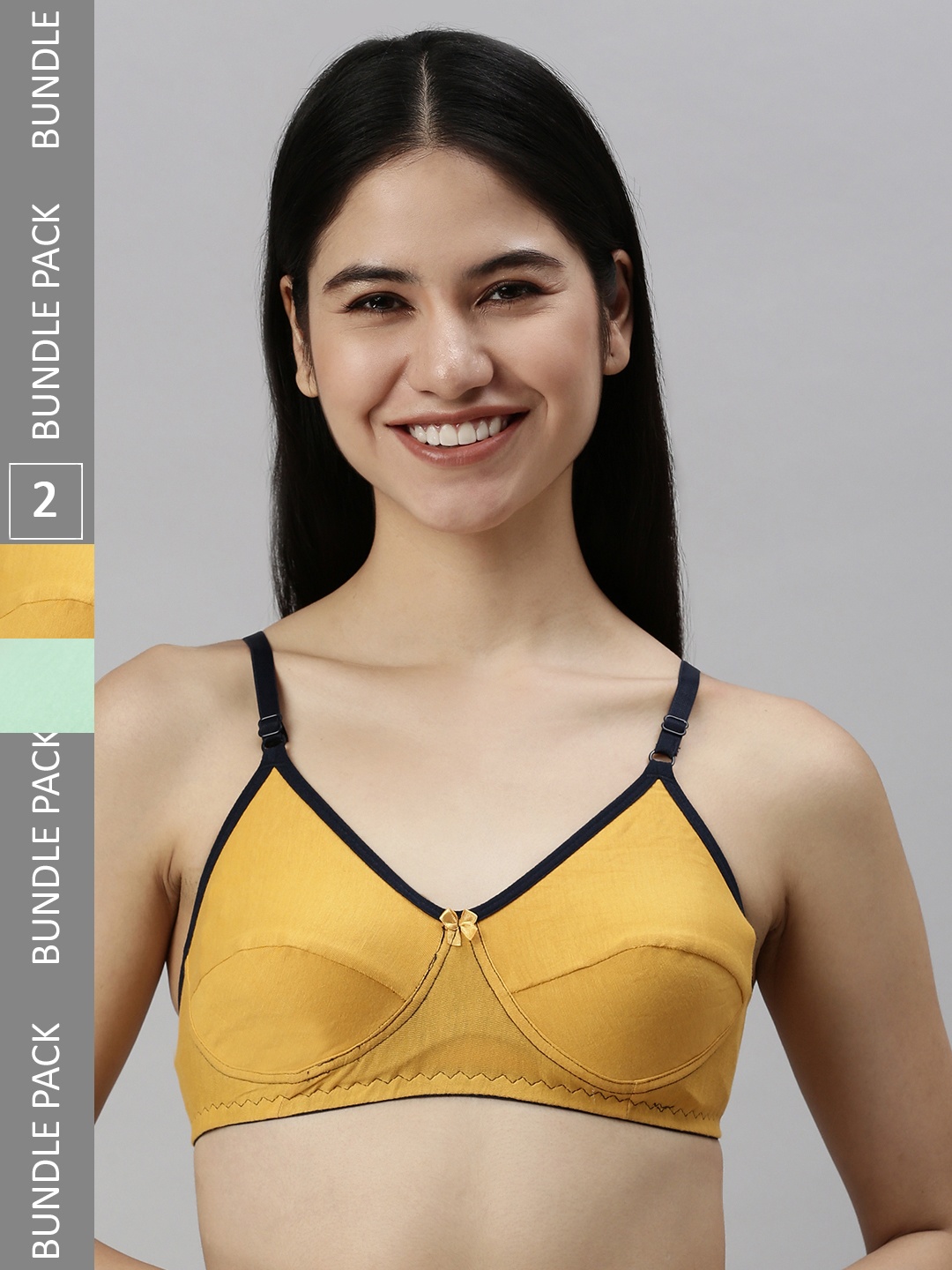 

Kryptic Pack of 2 Non Padded Non-Wired Pure Cotton Everyday Bra, Yellow