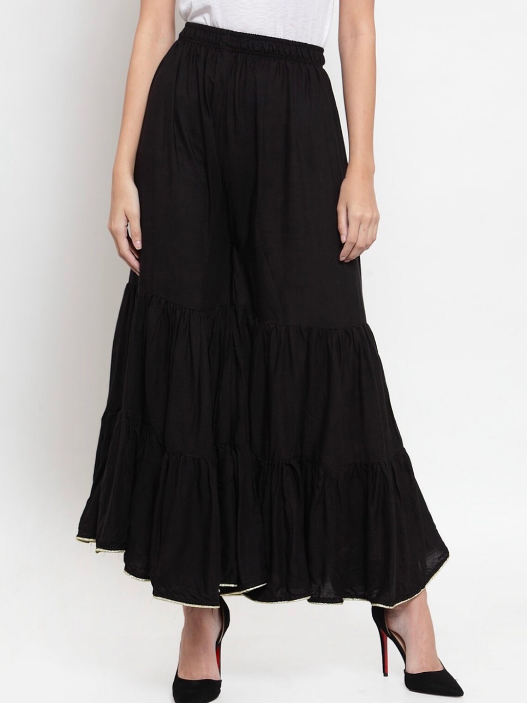 

BCZ Style Women Flared Ethnic Sharara, Black