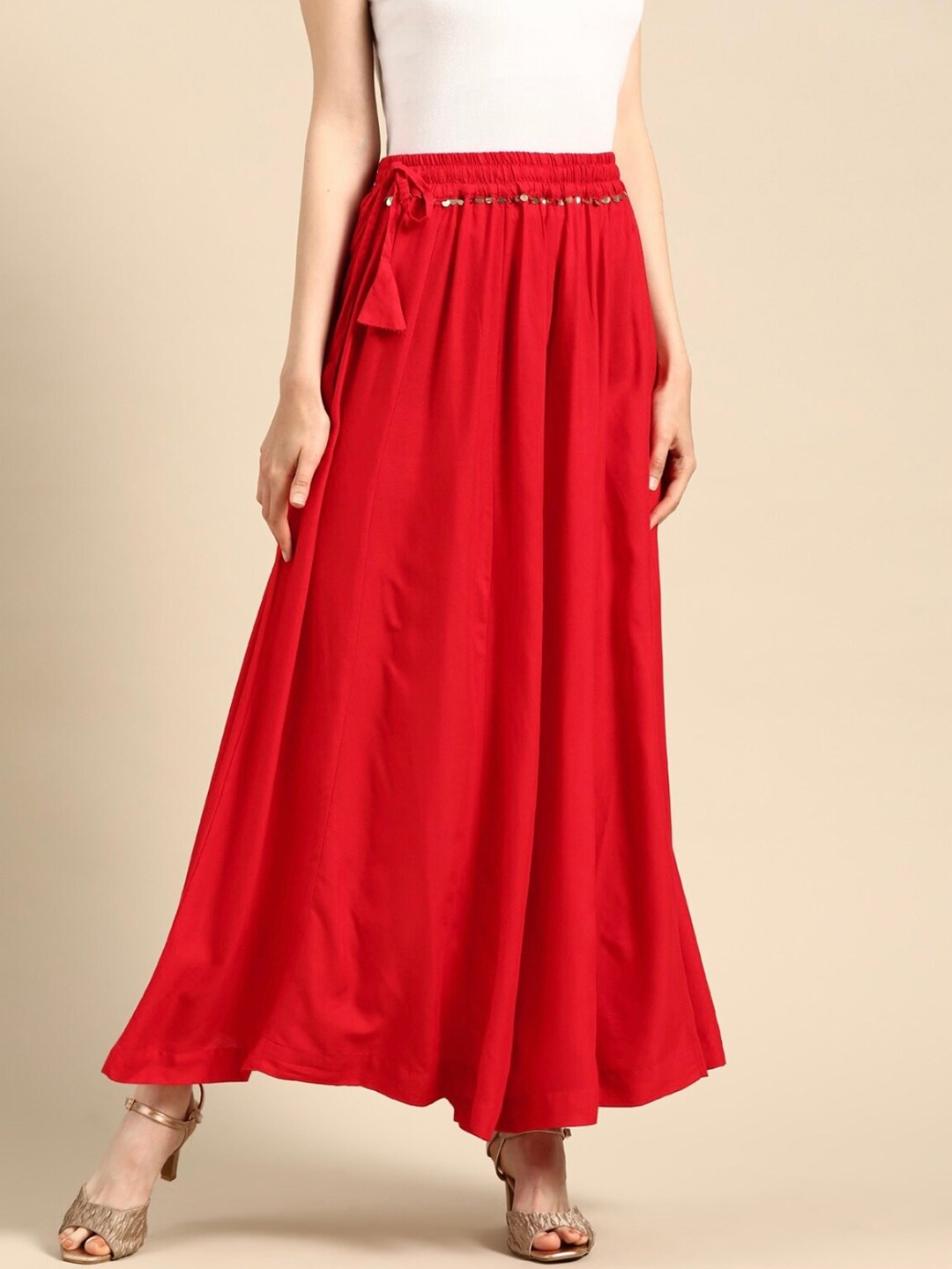 

BCZ Style Women Flared Palazzos, Red