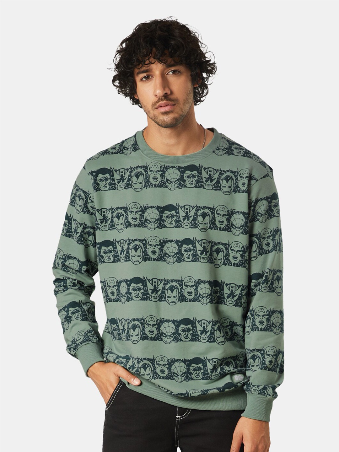 

The Souled Store Superhero Printed Sweatshirt, Green